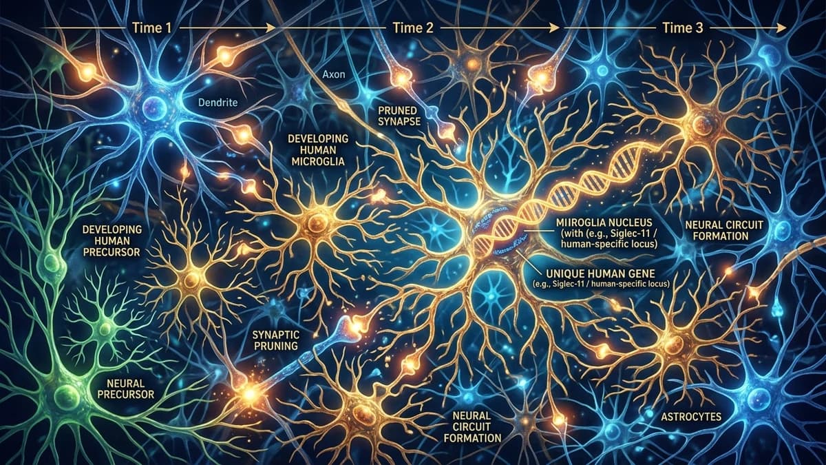 The Human-Exclusive Gene That Prolongs Microglia Maturation in the Brain