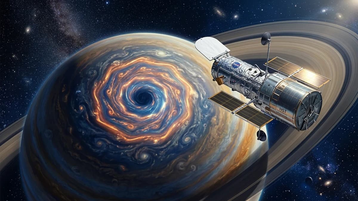 Decagon on Saturn: Hubble Discovers a 10-Sided Atmospheric Wave at the South Pole