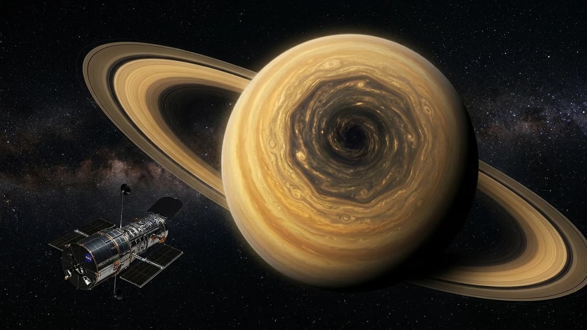 Hubble Space Telescope Discovers Giant Decagon in Saturn's Atmosphere