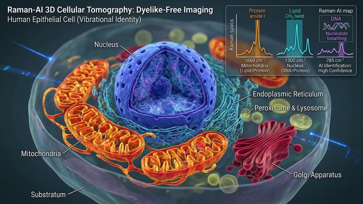 AI and Ramanomics Reveal Living Cells in 3D Without Dyes: Medical Diagnostics Today and in 2036