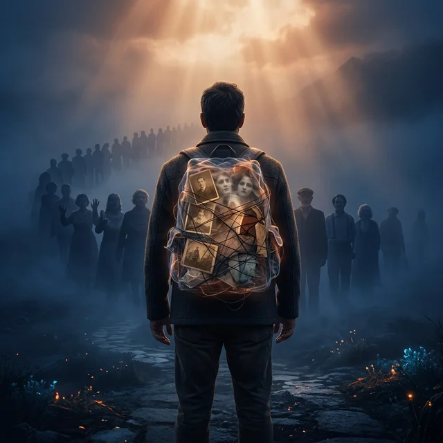 Breaking free from inherited patterns is possible — the book shows you how Person with open hands releasing chains made of family patterns, representing liberation from intergenerational cycles