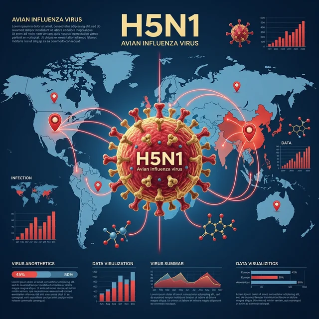 Mapa global de disseminação do vírus H5N1 com dados de infecção por continente