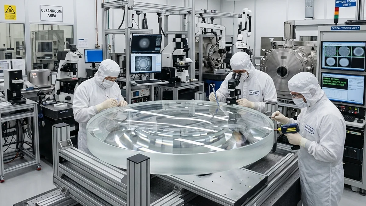 The world's largest high-performance optical lens, 1.57 meters in diameter, mounted on the LSST camera