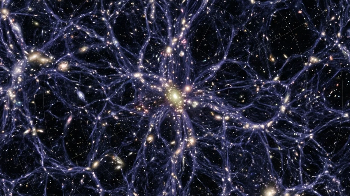 Three-dimensional visualization of the simulated cosmic web that will be digitally mapped by the LSST mission