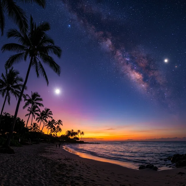 Simulation of the sky view during the Planet Parade at dusk View of the sky at sunset showing bright Venus and high Jupiter