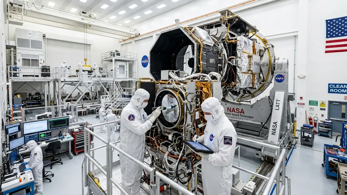 Nancy Grace Roman em testes na sala limpa da NASA