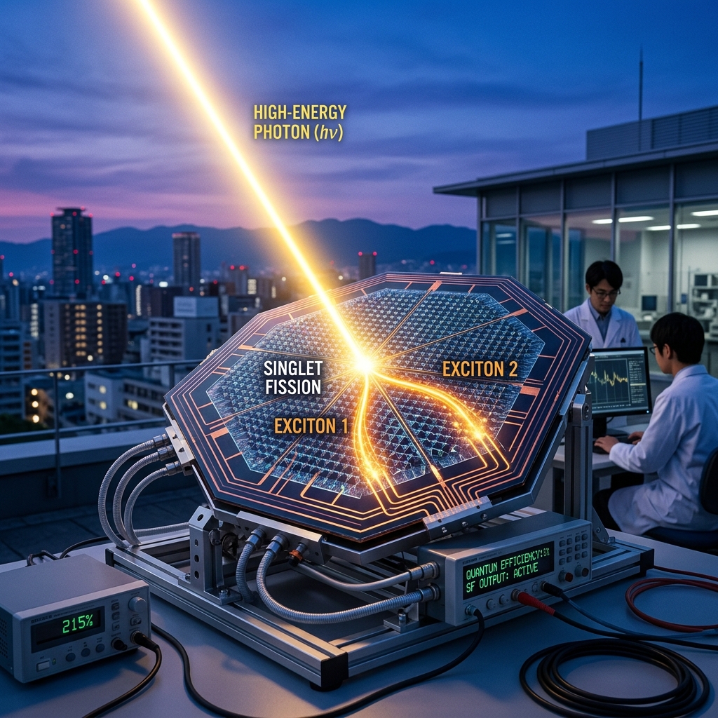 Futuristic solar farm with next-generation panels glowing with golden energy