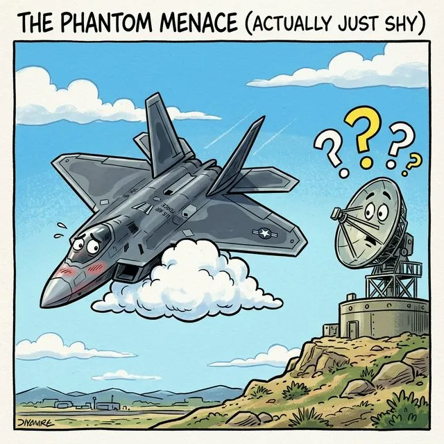 Cartoon satirizando o 'stealth' do F-35 contra radares iranianos