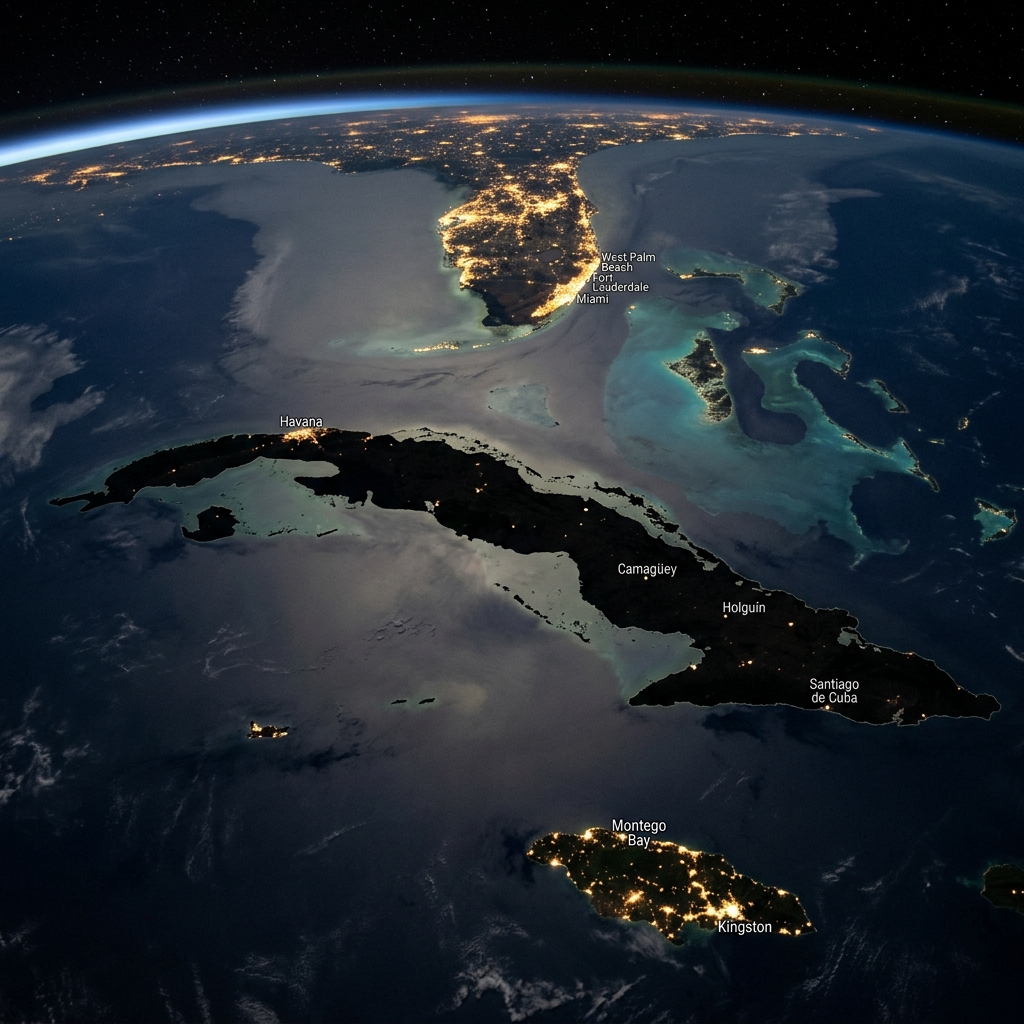 Mapa de Cuba mostrando zonas afetadas pelos múltiplos blackouts de março 2026