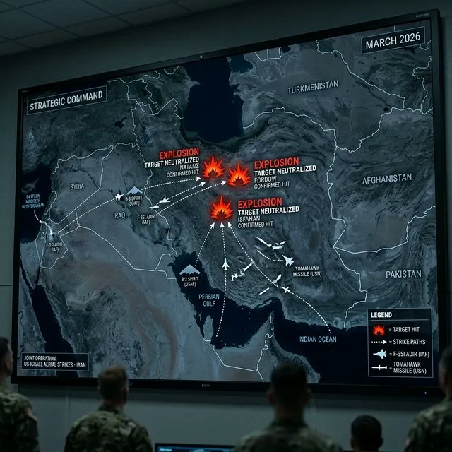 Map of airstrikes against Iran in March 2026 — more than 200 targets across 6 provinces