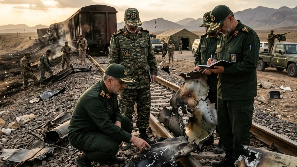 Investigation: IRGC military officers and experts inspecting structural damage at the bombing site
