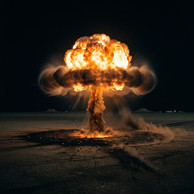 Thermobaric bomb: the explosion consumes all oxygen — vaporizing human bodies in a devastating radius Massive thermobaric explosion creating a fireball and shockwave over open terrain