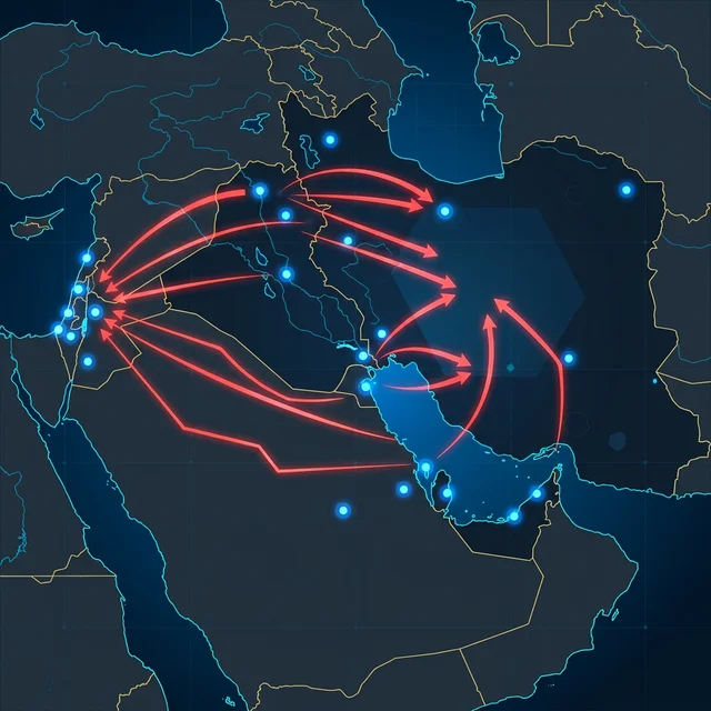 Map of the Middle East showing attack targets