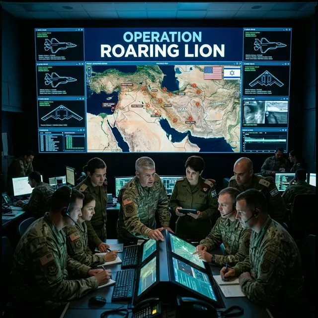 Person following news about the conflict on multiple screens