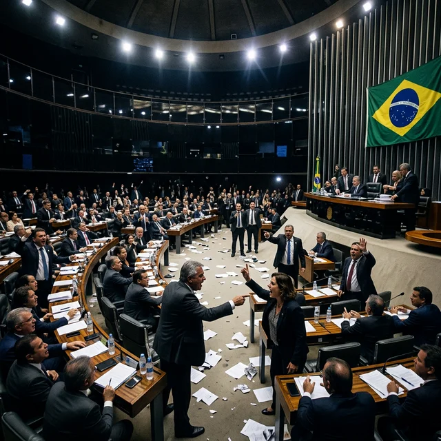 CPMI explosiva: parlamentares partem para confrontos físicos durante votação sobre quebra de sigilo de Lulinha Sessão tumultuosa no Congresso Nacional durante a CPMI do INSS com confrontos entre parlamentares