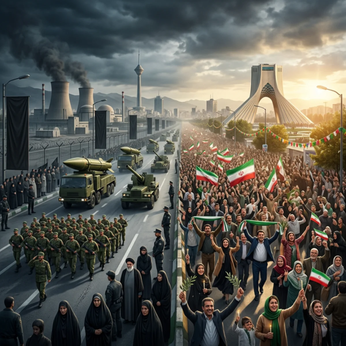 Irã antes e depois: do regime teocrático com desfiles militares à mudança de era com o povo nas ruas celebrando