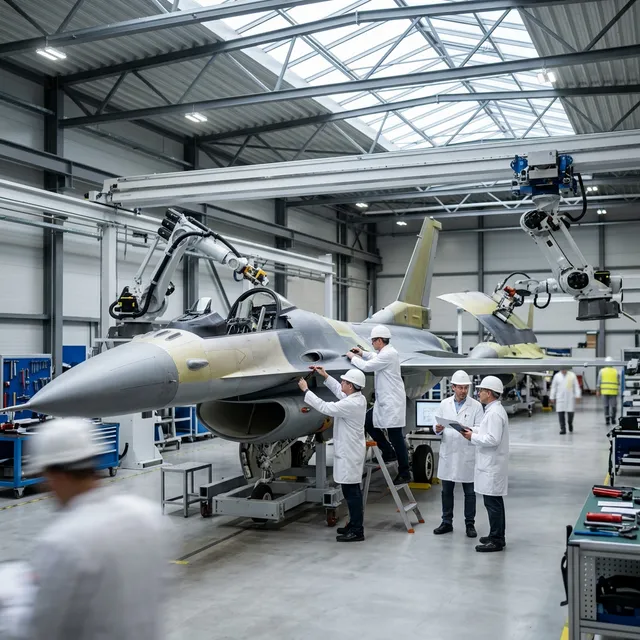 Linha de montagem do F-39 Gripen na Embraer