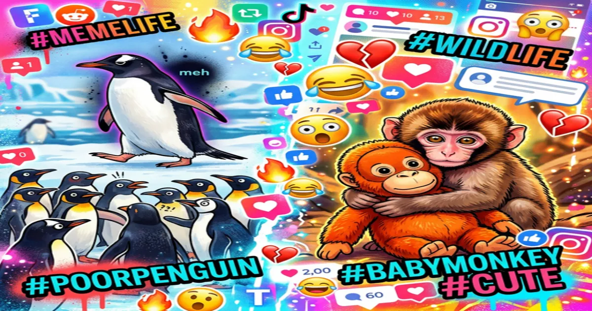 Compilação de memes virais da segunda semana de março 2026 com pinguim nihilista, macaco Punch e memes de guerra