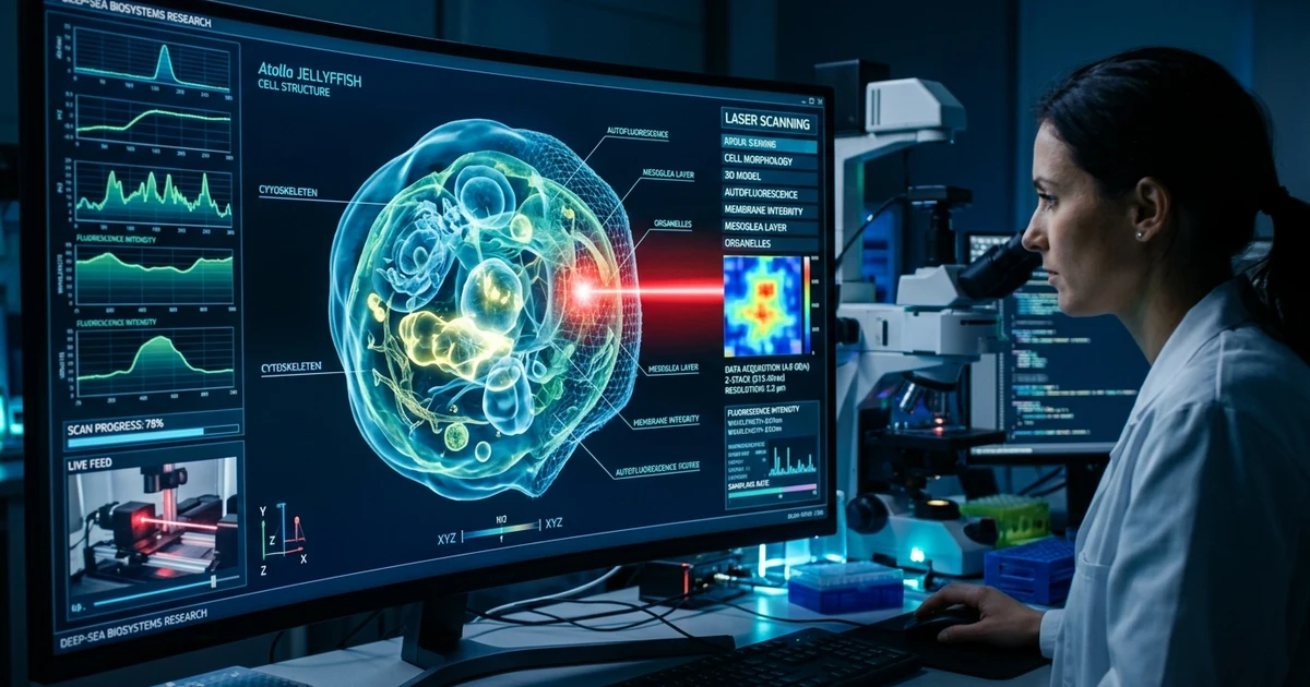 The 3D microscope nicknamed Squid positioned in the marine biology laboratories