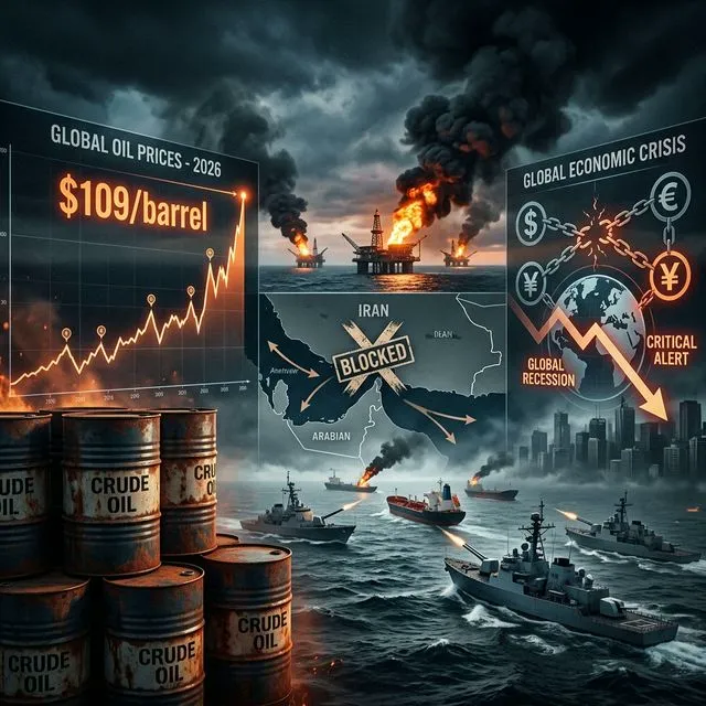 Crise global do petróleo: barris a $109, Estreito de Ormuz bloqueado, navios de guerra