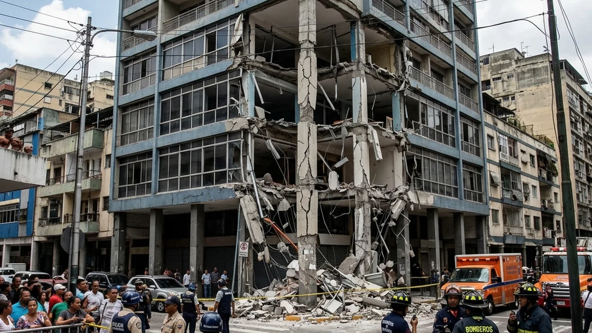Prédio danificado em Caracas após terremoto