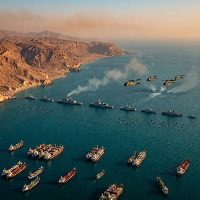 Strait of Hormuz blocked by military vessels and naval mines in March 2026