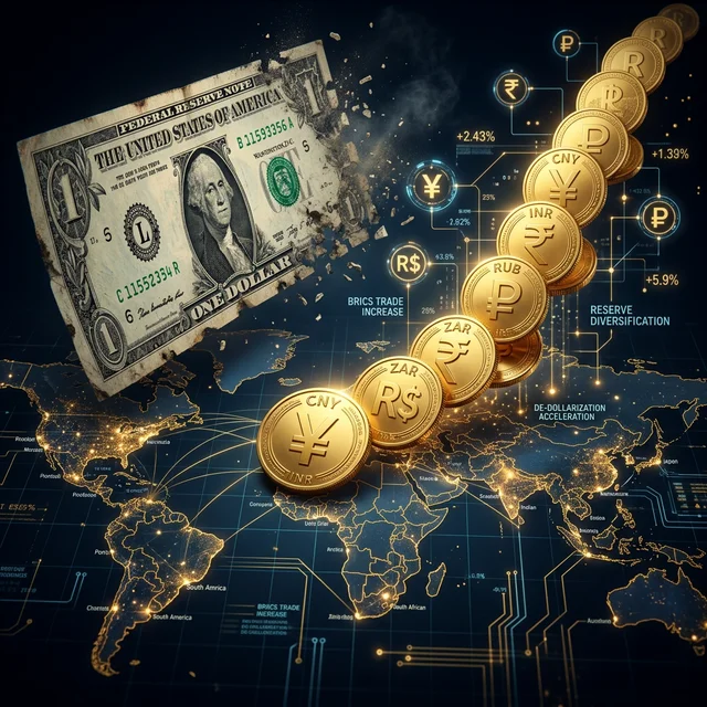 Infographic showing the dominance of the US dollar in the global financial system with usage percentages in trade, reserves, and transactions