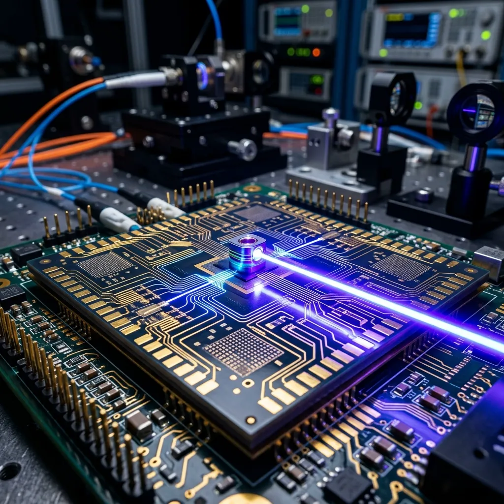 Nanolaser ultracompacto em semicondutor emitindo feixe de luz azul em laboratório da DTU