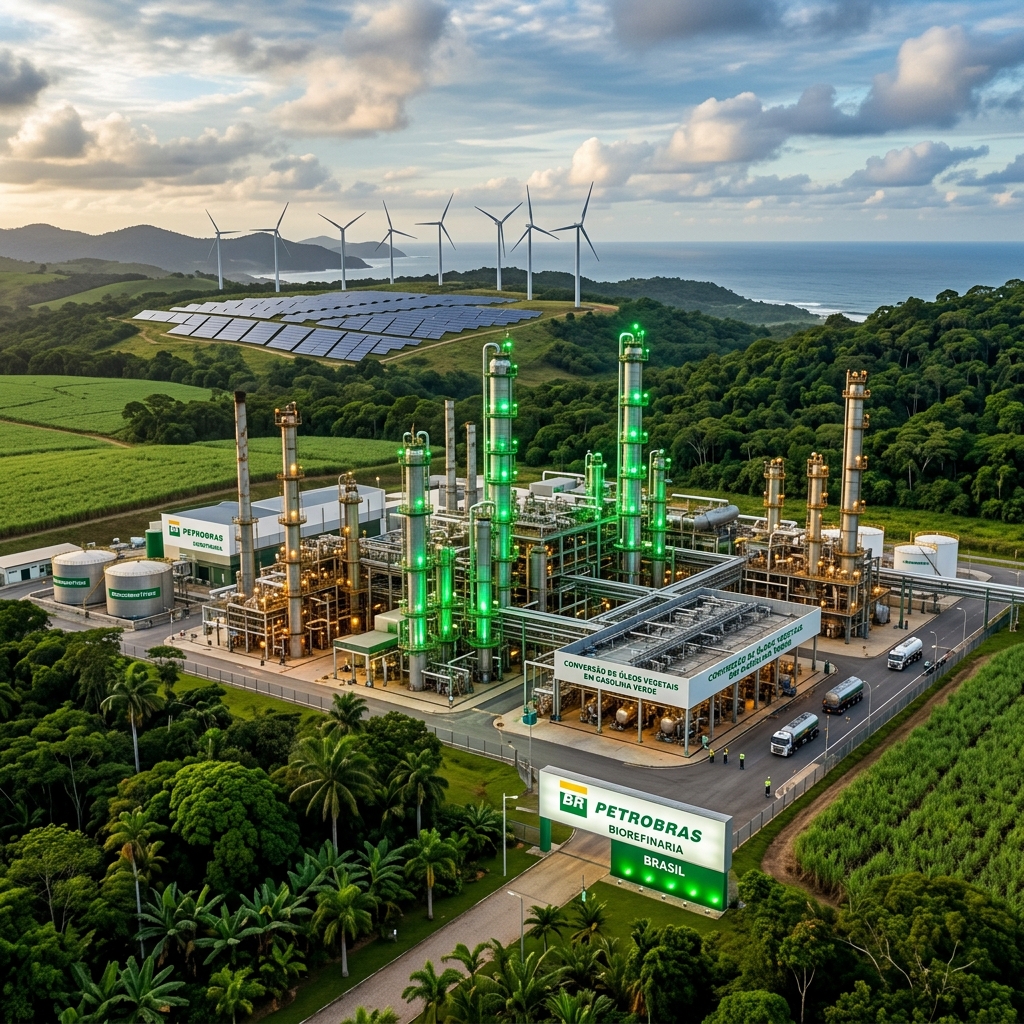 Conceito de biorrefinaria convertendo óleos vegetais em gasolina verde