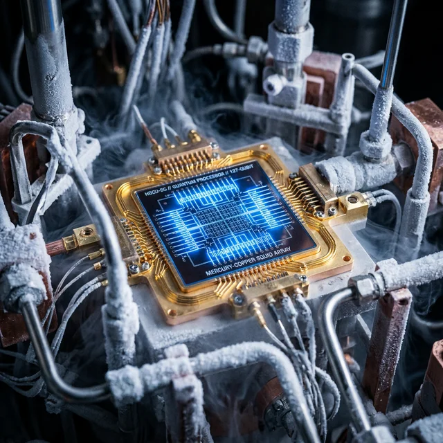 Interior of quantum computer with superconducting circuits